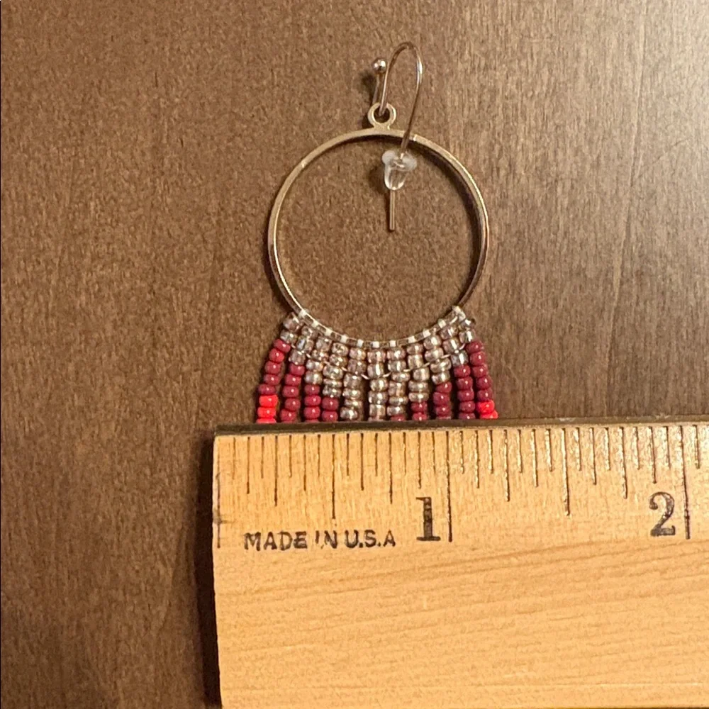 Like New! Elegant Beaded Hoop Earrings - Vibrant Color! - Picture 8 of 8